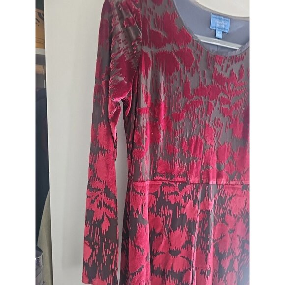 Simply Vera Burnout Red Velvet Fit & Flare Whimsygoth Mini Dress Size Medium - Picture 5 of 10